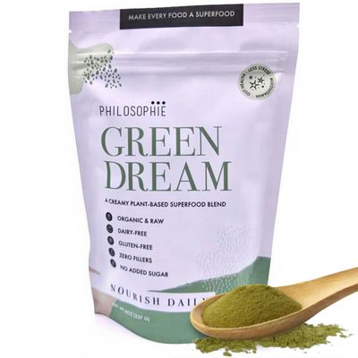 Philosophie Vegan Protein Powder - Green Superfood Powder with Hemp Protein, Spirulina &amp; Maca Root Powder - Plant-Based, Organic Superfood Blend - Protein Powder for Meal Replacement Shake, 8oz