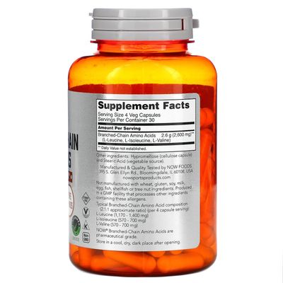 NOW Foods Branch-Chain Amino (BCAA) 800mg, 120 Capsules
