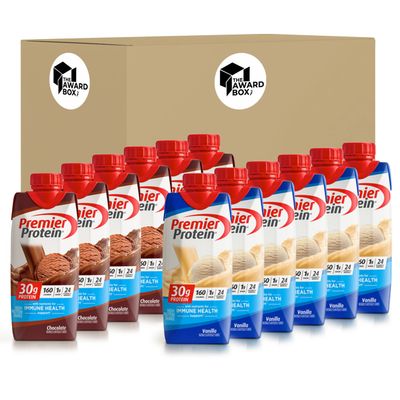 Premier High Protein Shake, Chocolate and Vanilla Variety pack, 11 fl oz. 6 of each flavor (12 Pack) in The Award Box