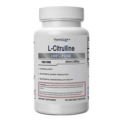 Superior Labs - Pure L-Citrulline - Free Form - Optimal 3,000mg Dosage - 150 Vegetable Capsules - Supports Vasodilation, Energy Production and Cardiovascular Health