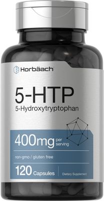 Horbach 5HTP 400mg Capsules | 120 Count | Extra Strength Supplement | Non-GMO, Gluten Free | 5 Hydroxytryptophan