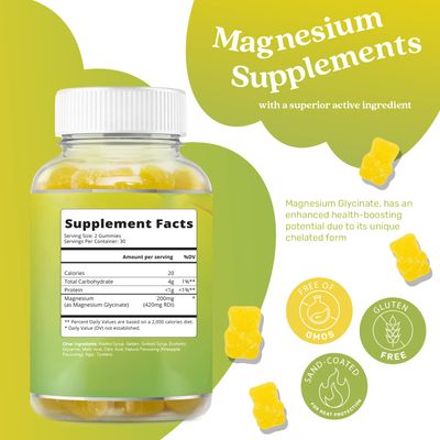 BeLive Magnesium Gummies 200mg - 60 Ct | Magnesium Glycinate Supplements for Relaxation, Stress Relief, and Sleep for Adults &amp; Kids - Tasty and Tangy Pineapple Flavor