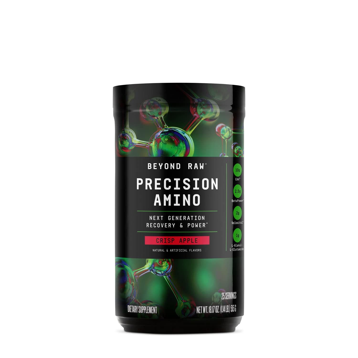 BEYOND RAW Precision Amino | Recovery &amp; Power Amino Acid Formula | Fuel Muscles | Enhance Hydration | Crisp Apple | 25 Servings