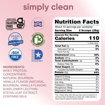 teraswhey Simple Pure Whey Protein, Bourbon Vanilla, 12 oz