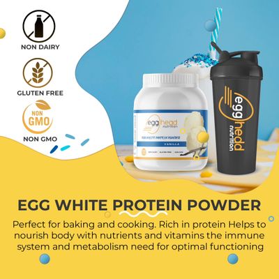 Egghead Nutrition - Egg White Protein - 24 G (Grams) 3.3 Pound, Non Dairy, Gluten Free, Non GMO, Made in The USA (Vanilla)