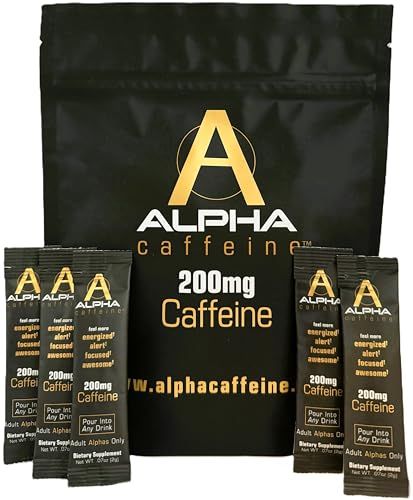 Alpha Caffeine Drink Energizer I Energy Boost Any Drink I 200mg Unflavored Pure Caffeine Powder I Energy in just 30 Minutes I 15 Sticks