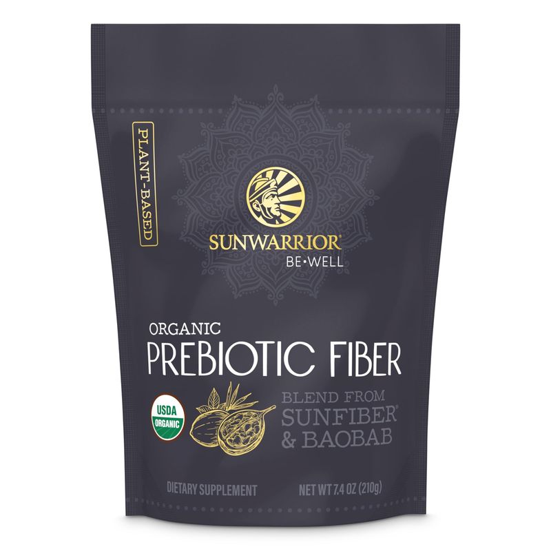 Sunwarrior Fiber Supplement Prebiotic Organic | Vegan Fiber Supplement Plant-Powered Gut Health Booster with Pure Ingredients for Digestive Harmony | Vegan &amp; Non-GMO | 8oz Pouch (30 SRV) Be Well