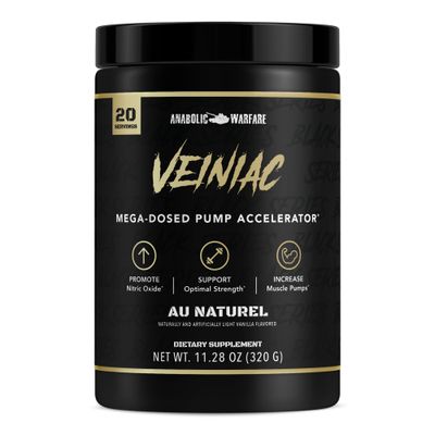 Anabolic Warfare Veiniac Muscle Pump Activator Supplement Stimulant Free Pre-Workout with L-Citrulline, Betaine Anhydrous, &amp; Added AGMass, Increases Nitric Oxide*, Natural 20 Servings