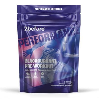 2before Blackcurrant I All Natural Vegan Pre Workout, Caffeine Free I Clean Energy, Endurance, Recovery I Pre Workout Women and Men I 20 Servings Pouch I Informed Sports Certified