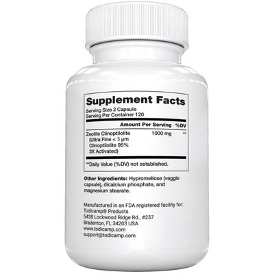 TODICAMP Zeolite Detox 240 Capsules - Zeolite Capsules Sorbolit Ultra FINE 1-2 m - Zeolite Clinoptilolite Powder 95% - 3X Activated Zeolite Supplement 4 Months Supply