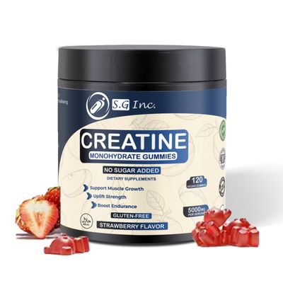S.G Creatine Monohydrate Gummies for Men &amp; Women  Sugar Free 5g Creatine Monohydrate Gummies for Muscle Support  Pre-Work Out Chewable Supplements for Energy Boost  Strawberry Flavored 120 Gummies