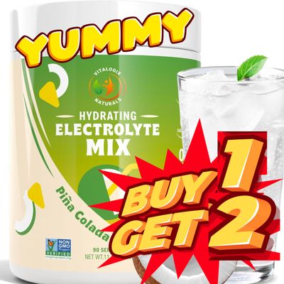Vitalogix Naturals Electrolytes Powder No Sugar - Coconut Hydration Powder, Zero Calories, Carbs or Artificial Ingredients, Rehydration Sugar Free Electrolyte Drink Mix, Keto - 90 Servings
