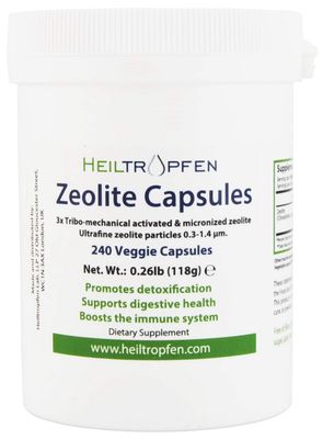 Zeolite 240 Capsules | Detox | Clinoptilolite 95% | 3X Activated | Natural Mineral Dust Less-Than 2 m | Heiltropfen