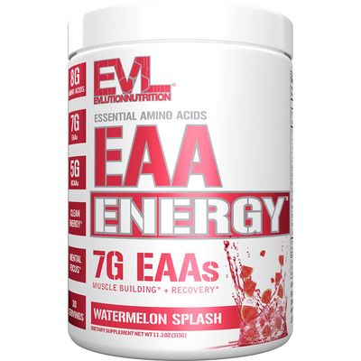 Evlution Nutrition EAA Energy - Pre &amp; Post Workout Powder - Muscle Building &amp; Recovery Supplement - 7g Essential Amino Acids + 5g BCAAs - Clean Energy - With Caffeine - 30 Servings - Watermelon Splash