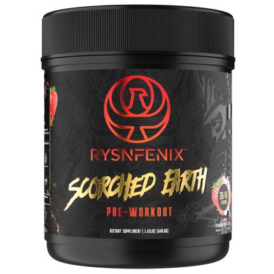 RysnFenix Scorched Earth Pre Workout Powder - Energy &amp; Focus with Dual-Source Caffeine, Nootropics | Pumps from Citrulline, Beta Alanine, Nitrosigine, GlycerPump (Samurai Strawberry)