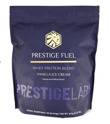 Prestige Labs Prestige Fuel Natural Protein Whey and Isolate Blend, Pre &amp; Post Workout Drink, Boost Metabolism, Build Lean Muscle Vanilla Ice Cream Flavor 1.7LB 23 Servings
