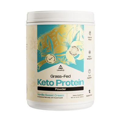 LevelUp Keto Protein, with Collagen Peptides, Energizing MCT, Whey Isolate Protein, Ketogenic Protein Powder Supplement - Vanilla Sweet Cream