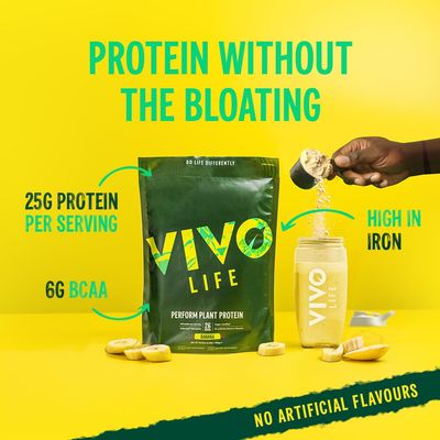 Vivo life Perform Plant Protein Powder - Strawberry &amp; Vanilla, Vegan, 26 Servings - 2.17lb, BCAA Pea &amp; Hemp Blend, Gluten &amp; Soy Free