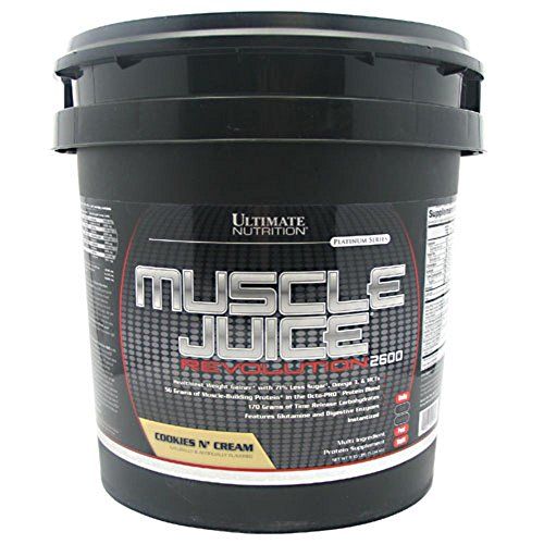 Ultimate Nutrition Muscle Juice Revolution 2600 Weight Gainer, Muscle Recovery with Glutamine, Micellar Casein and Time Release Complex Carbohydrates, Cookies N Cream Powder, 11.1 Pounds