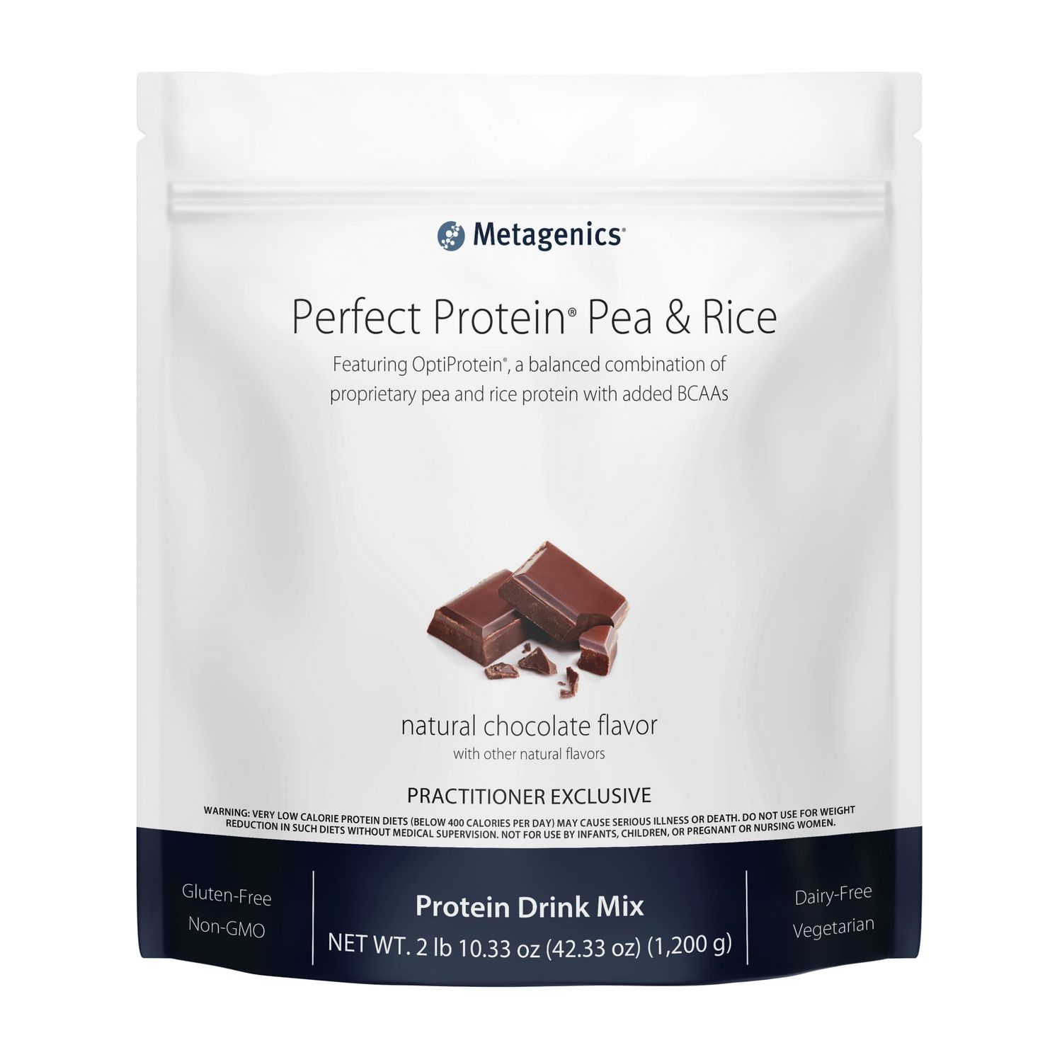 Metagenics Perfect Protein Pea &amp; Rice - Featuring OptiProtein, a Balanced Combination of Proprietary Pea and Rice Protein with Added BCAAs - Chocolate Flavor - 30 Servings - 42.33 Oz