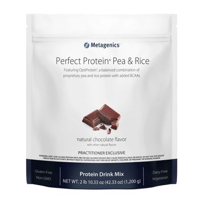 Metagenics Perfect Protein Pea &amp; Rice - Featuring OptiProtein, a Balanced Combination of Proprietary Pea and Rice Protein with Added BCAAs - Chocolate Flavor - 30 Servings - 42.33 Oz