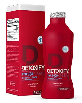 Detoxify - Mega Clean NT Herbal Cleanse - Tropical - 32 oz - Professionally Formulated Herbal Detox Drink - Enhanced with MetaBoost Eliminating Need for PreCleanse - Plus Sticker