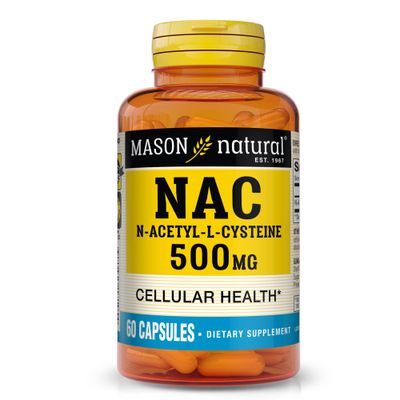 Mason Natura NAC N-Acetyl-L-Cysteine 500 mg, 2 Month Supply, Supports Normal Cellular Health, Immune System Booster for General Wellness, 60 Capsules