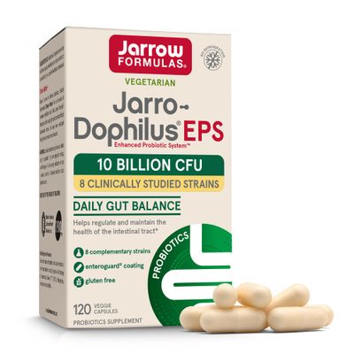 Jarrow Formulas Jarro-Dophilus EPS Probiotics 10 Billion CFU for Intestinal Tract Support, Probiotic Supplement for Gut Health for Women and Men, 120 Veggie Capsules, up to a 60 Day Supply