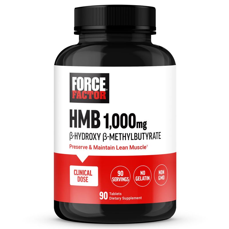 FORCE FACTOR HMB Supplement to Preserve Lean Muscle, Support Workout Recovery, and Prevent Muscle Protein Breakdown, Clinical Dose, Premium Quality, Non-GMO, 90 Tablets