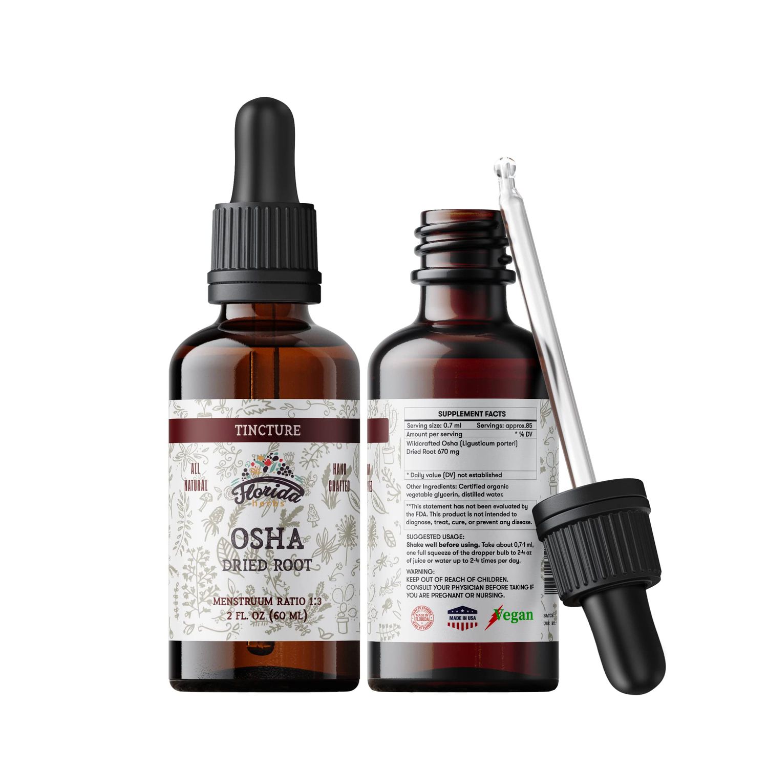 OSHA Root Liquid Extract for Respiratory Support, Organic OSHA Tincture Natural Lung Detox 2 Fl Oz