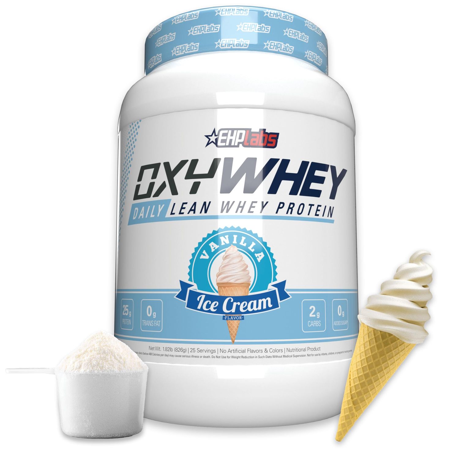 EHP Labs OxyWhey Whey Protein Isolate Powder - 25g of Whey Isolate Protein Powder, Meal Replacement Shake, Sugar Free Protein Powder - 25 Serves (Vanilla Ice Cream)