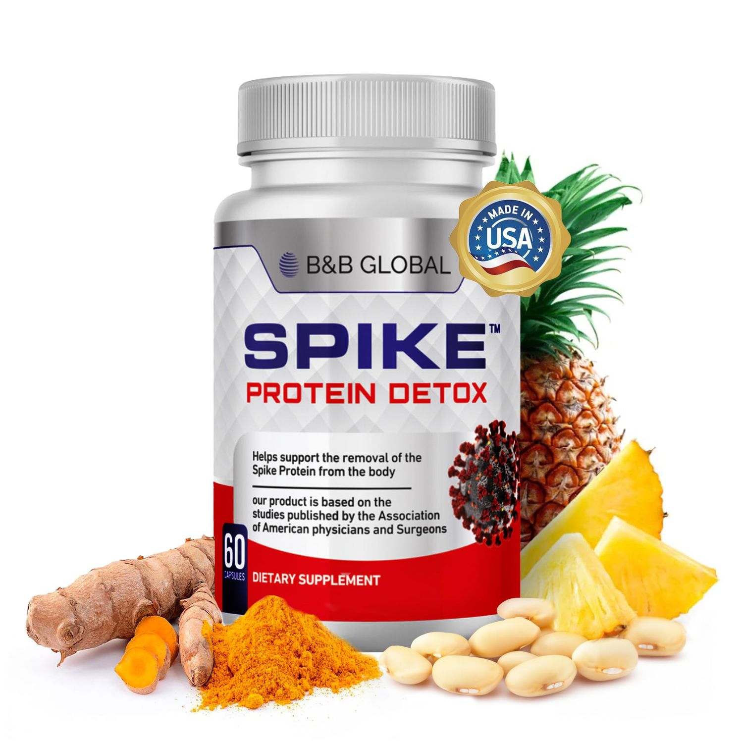 Spike Protein Detox | Nattokinase 3000Fu, Bromelain 500mg, Curcumin 1000mg | 60 Capsules - 30-Day Supply | Promotes Natural Balance | Spike Support Formula | Unflavored