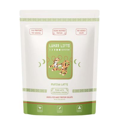 Lunar Lifts Nutrition Matcha Latte - Boba Tea Protein Powder | 26g Whey Protein Isolate Matcha Powder | Ceremonial-Grade Matcha Bubble Tea Protein Powder | No Added Sugar &amp; Artificial Ingredients