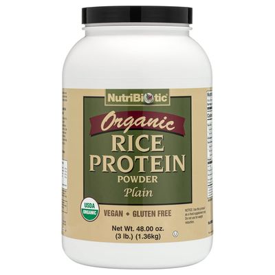 NutriBiotic Certified Organic Rice Protein Plain, 3 Pound | Low Carbohydrate Vegan Protein Powder | Raw, Certified Kosher &amp; Keto Friendly | Made Without Chemicals, GMOs &amp; Gluten | Easy to Digest