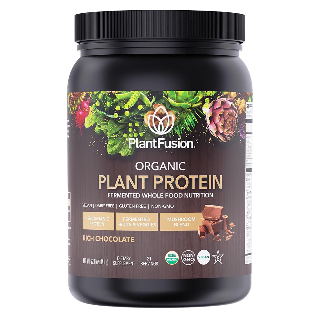 SOTRU Organic Vegan Protein Powder - Whole Food, Plant Based Protein Powder with Green Superfoods, Enzymes &amp; Probiotics - USDA Certified Organic, Non-GMO, Gluten-Free - Chocolate 18.5 oz, 21 Servings