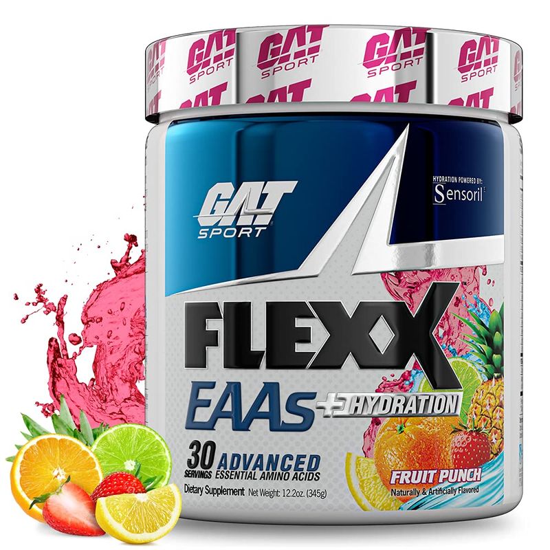 GAT SPORT Flexx EAAs + Hydration, Advanced Essential Amino Acids, 30 Servings (Fruit Punch)