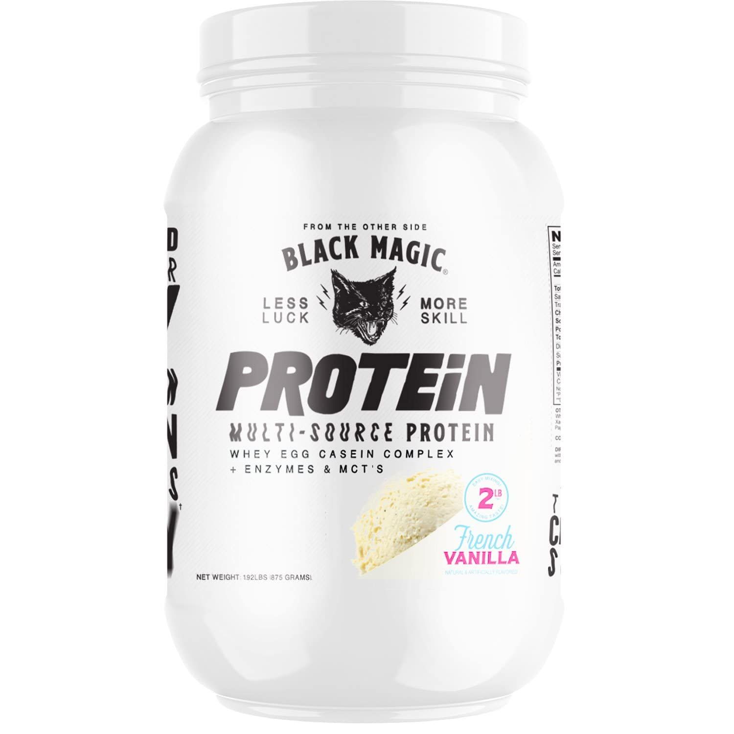 Black Magic Multi-Source Protein - Whey, Casein, Enzymes, &amp; MCTs - Pre Post Workout - Keto, Low Sugar, Gluten Free - French Vanilla - 24g Protein - 2 LB
