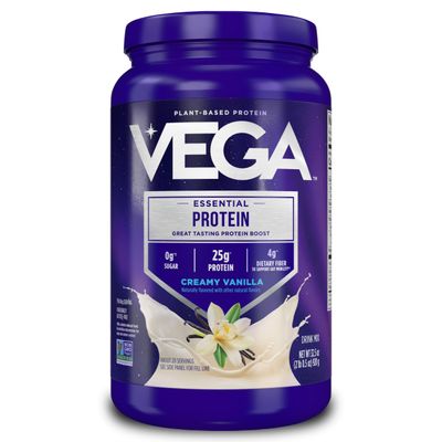 Vega Original Protein Powder, Creamy Vanilla Plant Based Protein Drink Mix for Water, Milk and Smoothies, 32.5 oz (Packaging May Vary)