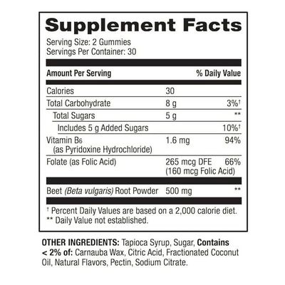 IKJ Beetroot Dietary Supplement Gummies, Cherry, 500 mg, 60 Count