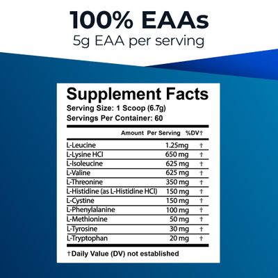 Ultimate 100% Essential Amino Acids Powder [Berry Flavor, 60 (5g) servings] All 9 EAAs &amp; BCAAs (L-Leucine, L-Isoleucine &amp; L-Valine) Amino Acids Supplement for Women &amp; Men for Energy, Muscle &amp; Recovery
