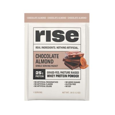 Rise Grass-Fed Whey Protein Powder - Sample Chocolate Almond | 25g Protein No Artificial Flavors, Colors, or Preservatives - Sugar Free, Gluten-Free, Soy Free (Single Serving)