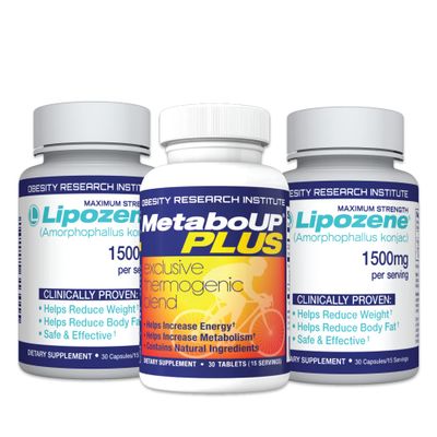 Lipozene Weight Loss Pills 2 Bottles with 30 Capsules Each Along with a 30 Count Bottle MetaboUp Plus