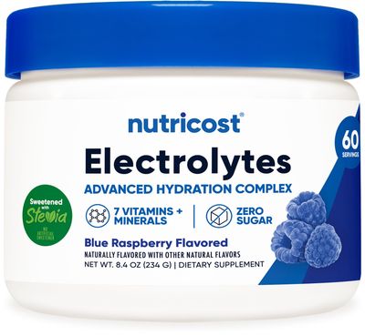 Nutricost Electrolyte Complex Powder (60 Servings, Blue Raspberry) - Hydration Supplement Drink Mix with Vitamins and Minerals