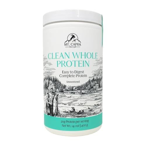 MT. CAPRA SINCE 1928 Clean Whole Protein | Grass-Fed Goat Protein with Whey and Casein Protein, No Bloat, Build and Maintain Muscle, 20 g Protein per Serving, No Sweeteners - 400 Grams
