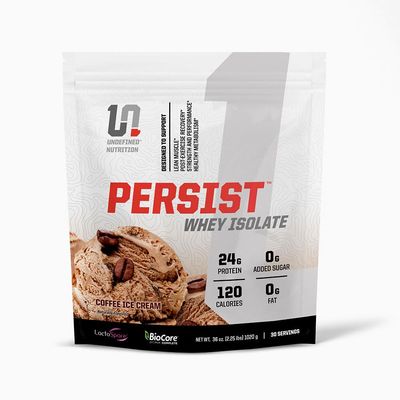 Undefined Nutrition Persist Whey Isolate by Brian Shaw - 24g Protein, 30 Servings - Supports Recovery, Strength &amp; Performance - Gluten Free, Fast Absorbing (2.18lbs, Coffee Ice Cream)