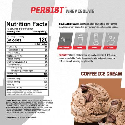 Undefined Nutrition Persist Whey Isolate by Brian Shaw - 24g Protein, 30 Servings - Supports Recovery, Strength &amp; Performance - Gluten Free, Fast Absorbing (2.18lbs, Coffee Ice Cream)
