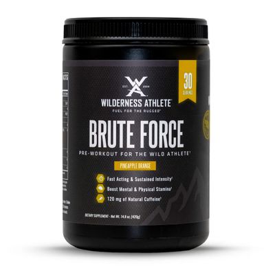 Wilderness Athlete - Brute Force Pre-Workout | Best Pre Workout Powder for Women &amp; Men - Preworkout Drink Supplements with Natural Caffeine - Workout Supplement for Men &amp; Women (Pineapple Orange)