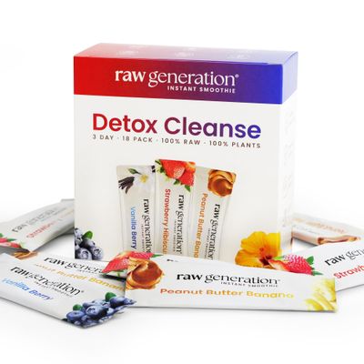 Raw Generation Instant Smoothie Detox Gut Cleanse | Healthy Weight Management | 100% Raw Natural Juice - No Added Sugar | Convenient On-the-Go | 3-Day Juice Cleanse | 18 Superfood Drink Powder Packets