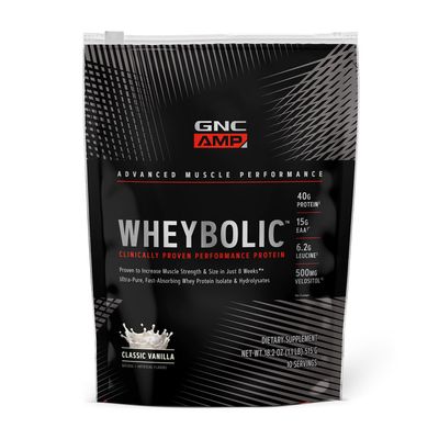 GNC AMP Wheybolic Whey Protein Powder Isolate with BCAA | Targeted Muscle Building and Workout Support Formula | Gluten Free | Classic Vanilla | 10 Servings