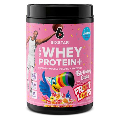 Six Star Whey Protein Powder Plus | Muscle Building &amp; Recovery Plus Immune Support | Muscle Builder for Men &amp; Women | Kelloggs Froot Loops Birthday Cake Flavor | 1.5lb